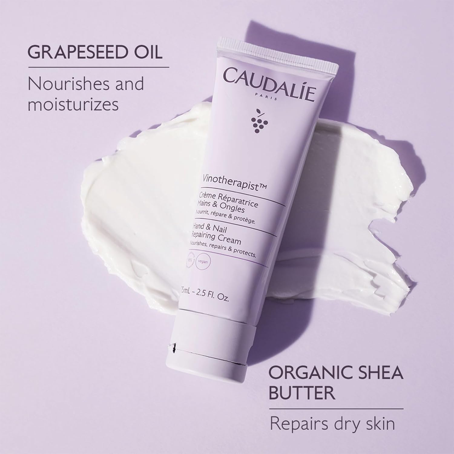 Caudalie Vinotherapist Hand & Nail Cream brand information panel