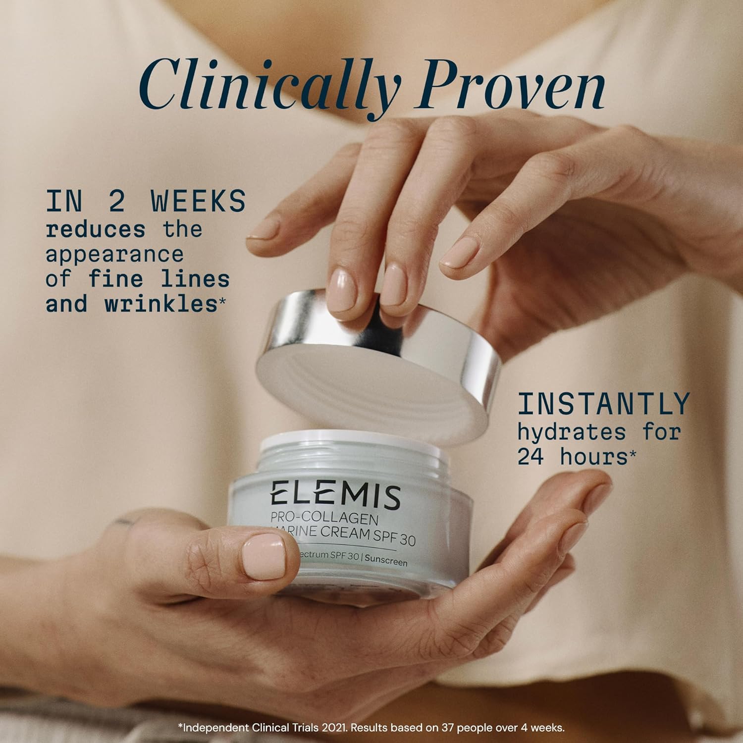 ELEMIS Pro-Collagen Marine Cream SPF 30 being opened